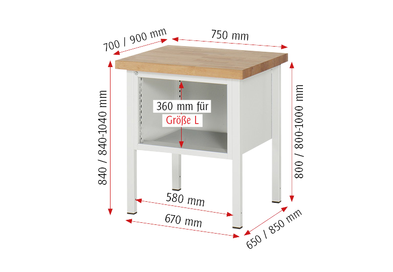 Werkbank Gestellbauweise