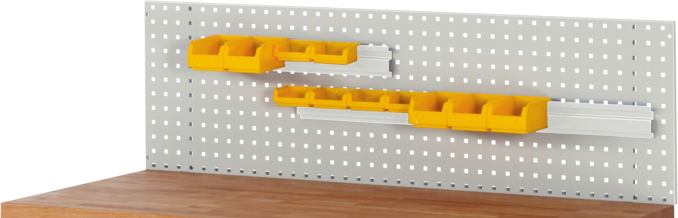 Kästen-Einhängeschiene für Lochplatten 1000 mm breit