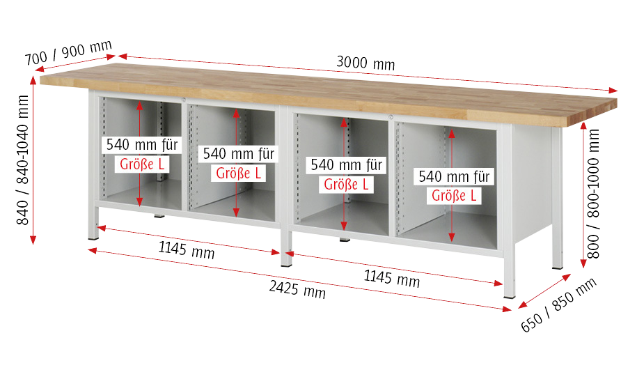 Werkbank Gestellbauweise