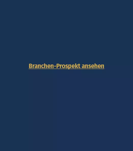 Link zum Branchen-Prospekt mit gelbem Text 'Branchen-Prospekt ansehen' auf dunkelblauem Hintergrund.