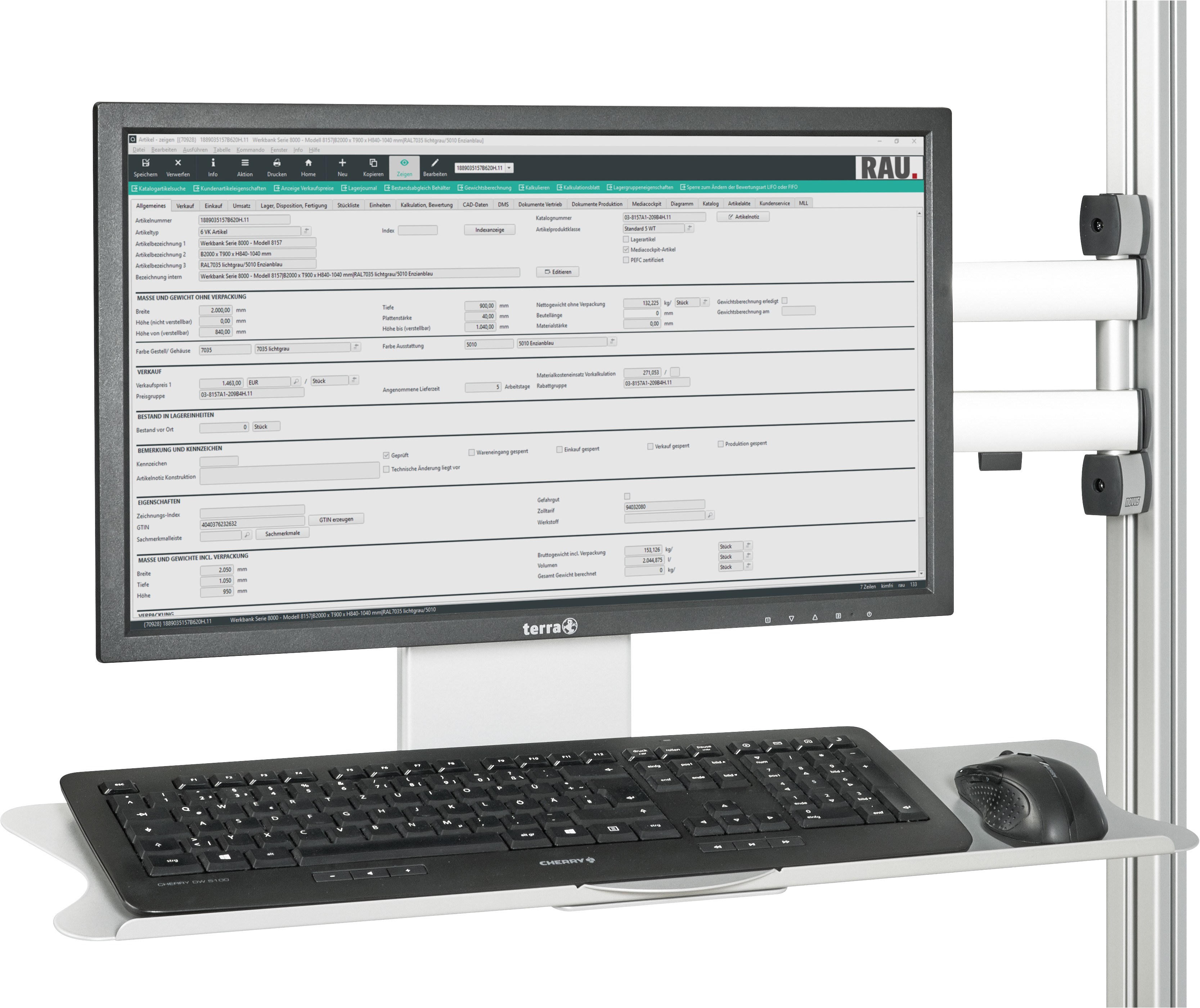 Monitorhalterung mit Tastaturablage
