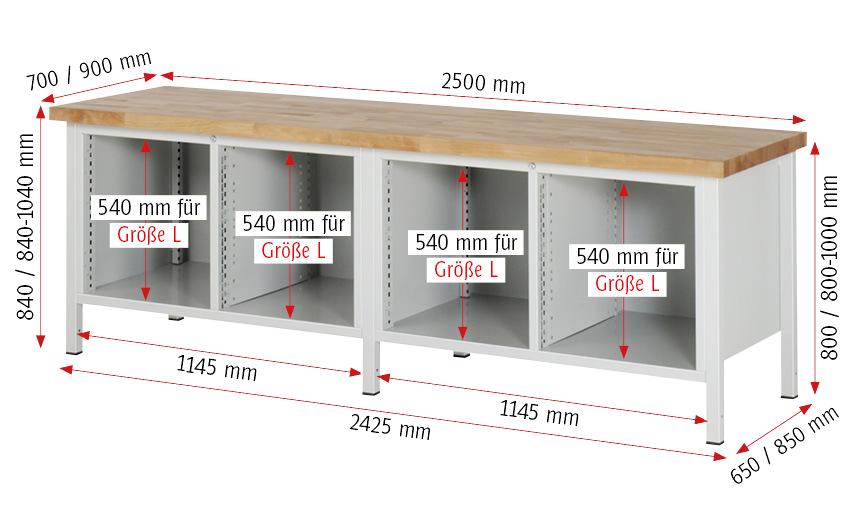 Werkbank Gestellbauweise