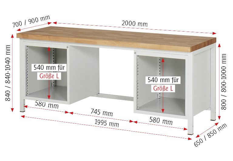 Werkbank Gestellbauweise