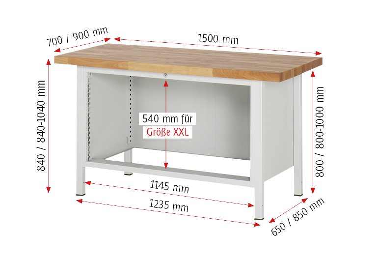 Werkbank Gestellbauweise