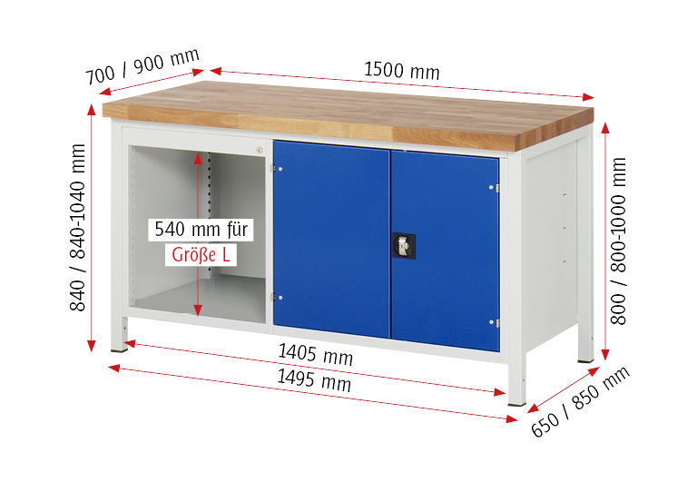 Werkbank Gestellbauweise