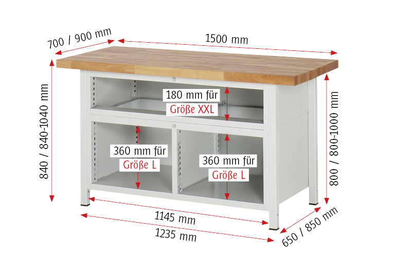 Werkbank Gestellbauweise