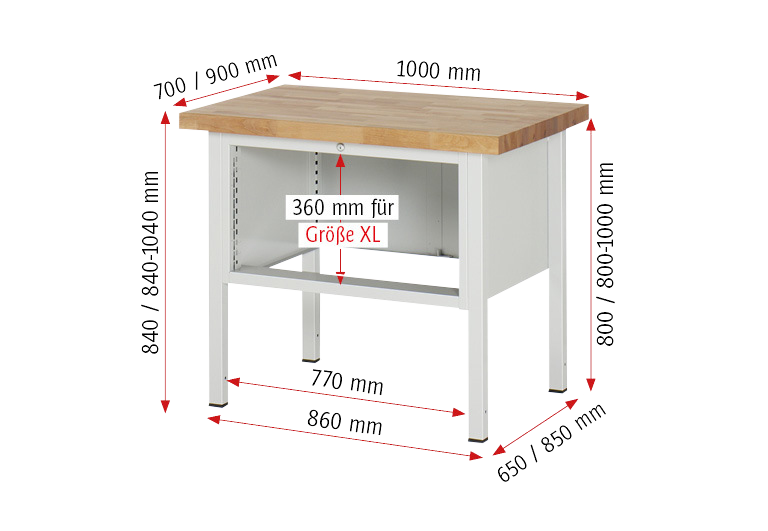 Werkbank Gestellbauweise